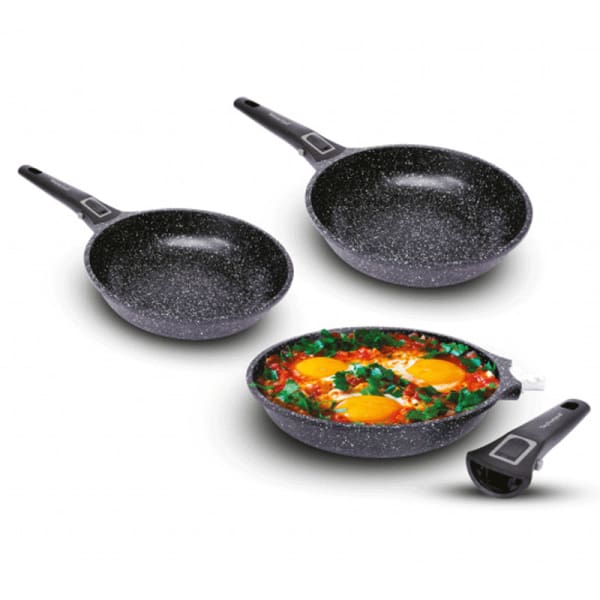 Set De 3 Poêles TECHWOOD Gris (TP6-PO2468) Set De 3 Poêles TECHWOOD Gris (TP6-PO2468)